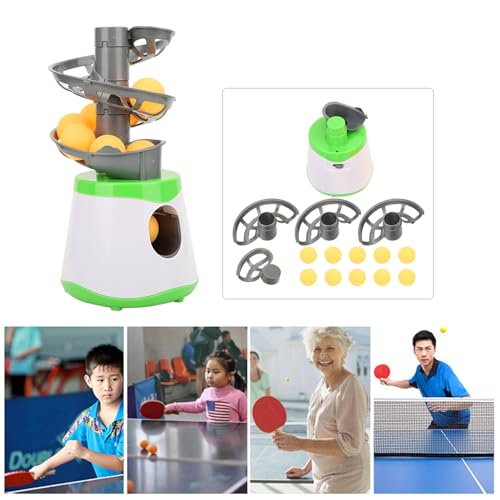 Table Tennis Serve Machine Set, Automatic Launcher Training Machine Automatic Launcher Robot with 10 Balls Portable Table Tennis Trainer for Sports Training
