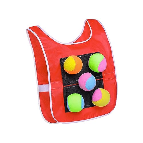 kowaku Dodgeball Game Set Toss Game Kids Dodgeball Tag Sticky Ball Vest Vest Sport Props Oxford Cloth Material for Active Play Suitable for Outdoor - color: Red Adults