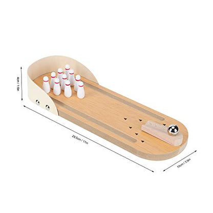 AYNEFY Mini Bowling Set Desktop Bowling Game Toy Portable Mini Set Wooden Board for Office Home Travel Family Fun Gift 11x3.9x1.6in Festivals