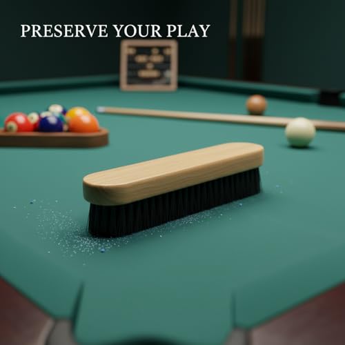 Billiard Table Felt Cleaning Brush with Soft Polyester Bristles and Wooden Handle for Pool Table Maintenance - size: 8.86 x 1.97 x 0.98 in