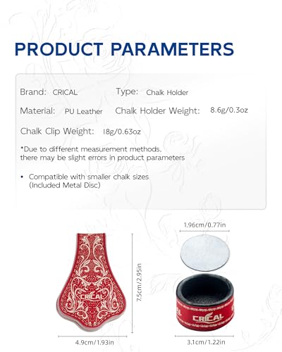 CRICAL Portable Magnetic Pool Chalk Holder Square Chalk Cube Holder Billiard Cue Accessory Gift Idea - color: CL-ChalkHolder Red White-R