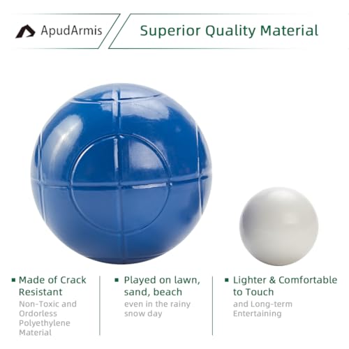 ApudArmis 100mm Bocce Balls Set, Lighter Outdoor Bocce Game for Backyard/Lawn/Beach - Set of 8 Soft PE Balls & 1 Pallino & Nylon Carrying Case & Measuring Tape for Teens Beginners - size: 100mm Regulation Size