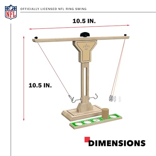 Wild Sports NFL New Orleans Saints Wooden Ring Swing Battle - Head-to-Head Ring Toss Hook & Ring Game for NFL Fans