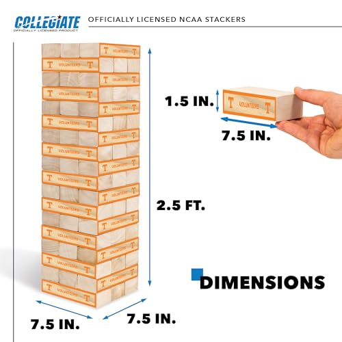 Wild Sports NCAA Giant Stacking Wooden Blocks – Tumbling Tower Classic Family Game Stacks Over 5 ft. High – Great Gift for Any College Football Fan!