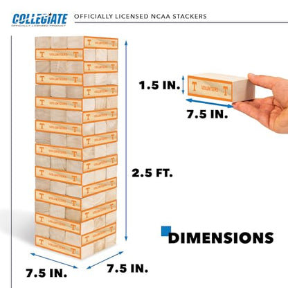 Wild Sports NCAA Giant Stacking Wooden Blocks – Tumbling Tower Classic Family Game Stacks Over 5 ft. High – Great Gift for Any College Football Fan!