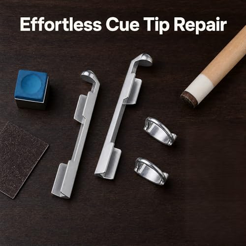2Sets Pool Cue Repair Kit Billiard Cue Tip Clamp Tool Aluminum Alloy Cue Stick Tip Repair Kit for Pool Table Replacement Accessories