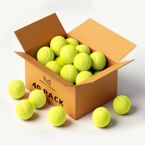 30/40 Pack Training Tennis Balls, Pet Dog Playing Balls, Practice Tennis Balls with Mesh Bag for Transport and Beginner Training - color: Yellow-40Pack