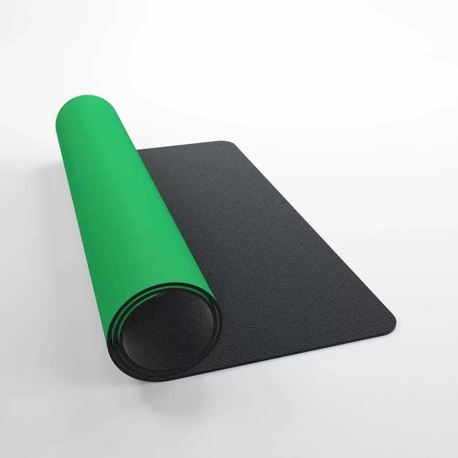 Gamegenic Prime Playmat – Green Color, 61 x 35 cm Soft Cushioned Natural Rubber Playmat with Anti-Slip Back & Silver Foil Logo, Premium Surface for Card Games, Dice, and Desk Protection - color: Green