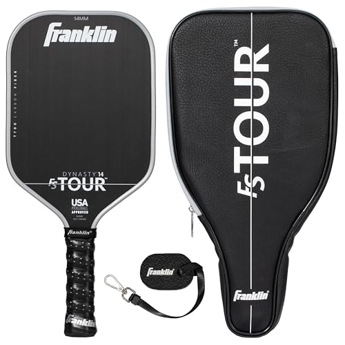 Franklin Sports Pro Pickleball Paddle Set - FS Tour Series Carbon Fiber Paddle, Cover + Eraser - 14mm + 16mm - color: Grey, size: Dynasty - 14mm