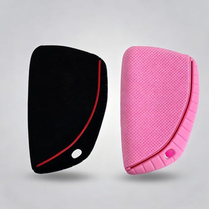 Silicone Key Fob Cover 2 Pack, Key Protector - 360° Key Protection Case for Chevrolet 2020-2026 Trailblazer/Equinox/Malibu, Anti-Scratch Silicone Key Cover (Black/Pink) - color: Black/Pink