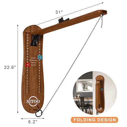 Ring Toss Game for Adults, Outdoors Games, Wall Mounted Hook and Ring Game with Foldable Arm - color: Walnut