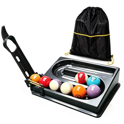 Pool Ball Rack Training Aid Kit, Billiard Pool Accessories with Precision Training Rack, Portable Backpack with Spare Parts, Pool Table Practice Tool, Gift for Pool Players - color: black