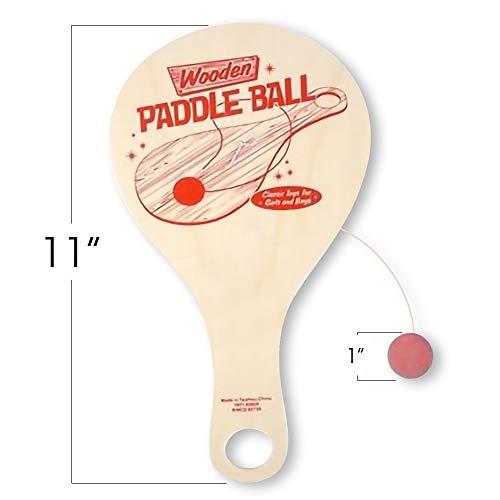 ArtCreativity Wooden Paddle Balls, 11 Inch Paddle Ball with String, Pack of 2 Paddleball Outdoor Game Kids Toys, Sports Party Favors, Goodie Bag Stuffers, Fun Activity for Kids and Adults