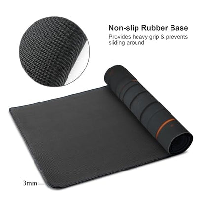 Large Extended Gaming Mouse Pad with Stitched Edges, (35.4X15.7In) Durable Non-Slip Natural Rubber Base, Waterproof Computer Keyboard Pad Mat for Esports Pros/Gamer/Desktop/Office/Home (E) - color: E