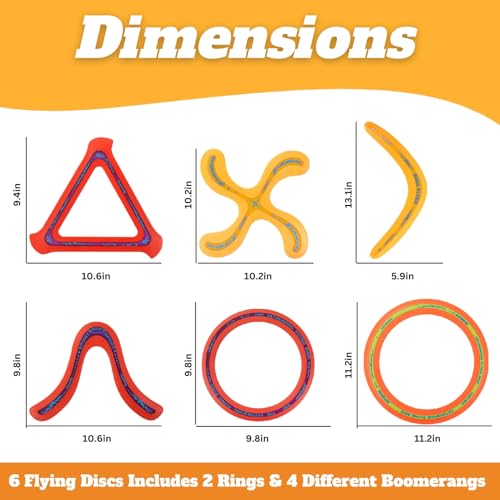 Liberty Imports 6 PCS Flying Ring Combo Pack Sports Plastic Pro Discs, Rings and Boomerangs - Lightweight Sports Outdoor Games Toys for Kids and Adults