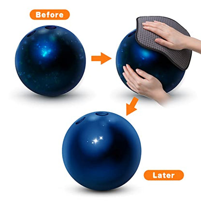 Zhanmai 3 Pcs Bowling Basics Accessories Kit, Bowlings Ball Polisher Bag and 2 Pieces 10"x 8" Microfiber Bowling Ball Towel with Easy-Grip Dots See Saw Bag Cleaner Set for Bowlers Men Women