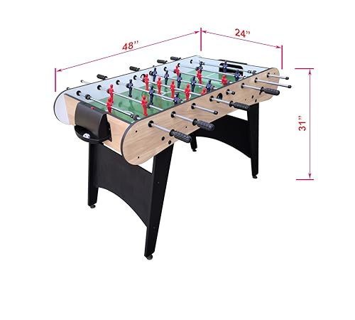 48'' Soccer Table, Large Size Foosball Game Table for Adult, Football Table with Cup Hloders & Sturdy Leg for Game Rooms & Parties, Light Brown - size: 48''-Soccer Table Light Brown
