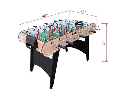 48'' Soccer Table, Large Size Foosball Game Table for Adult, Football Table with Cup Hloders & Sturdy Leg for Game Rooms & Parties, Light Brown - size: 48''-Soccer Table Light Brown