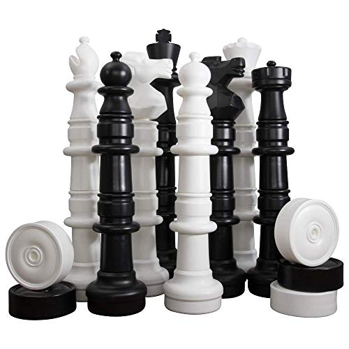 MegaChess Giant Chess Set - 49 inch King; Bundle with Giant Checkers Set and Giant Chess Board (3 Items)