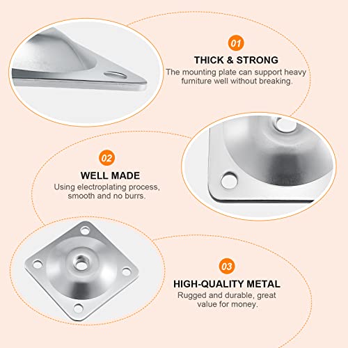 Leg Mounting Plates, 4 Sets Furniture Leg Attachment Plates, 5/16"(M8) Industrial Grade Flat Mounting T-Plates with Hanger Bolts, Screws, Strengthen Weak Furniture Repair Damaged Sofa Couch Seat - color: Sliver