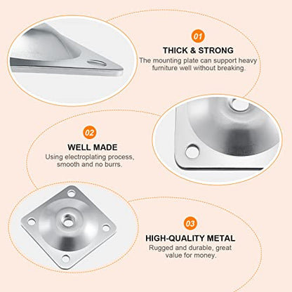 Leg Mounting Plates, 4 Sets Furniture Leg Attachment Plates, 5/16"(M8) Industrial Grade Flat Mounting T-Plates with Hanger Bolts, Screws, Strengthen Weak Furniture Repair Damaged Sofa Couch Seat - color: Sliver