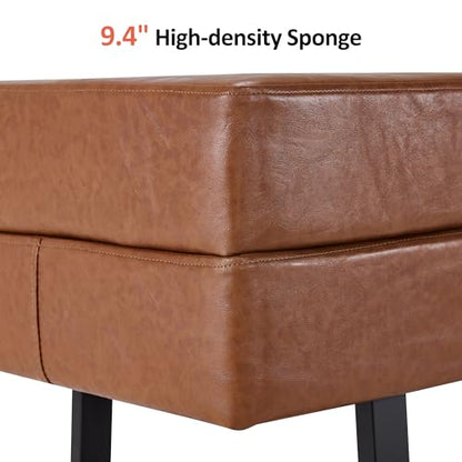 BarberPub Waiting Room Chairs, Heavy Duty Office Guest Reception Bench, Faux Leather Upholstered Lobby Chairs for Salon, Conference Room 7008 (Cognac) - color: Cognac