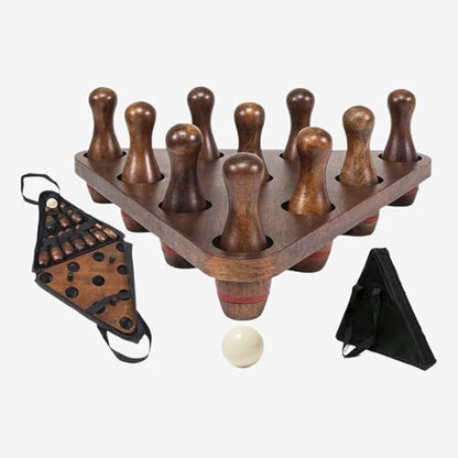10 Pieces Shuffleboard Bowling Pins Mini Bowling Pins Tabletop Bowling Game Solid Wood Portable Set Suitable for Indoor Outdoor Games