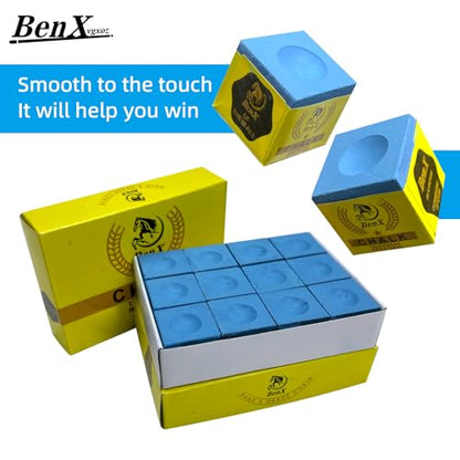 Pool Cue Chalk 24 Pack (2x12 Boxes) - Blue Billiard Chalk Cubes, High Grip Formula, Professional Tournament Grade, Mess-Free Application for Enhanced Spin & Control - style: 3A