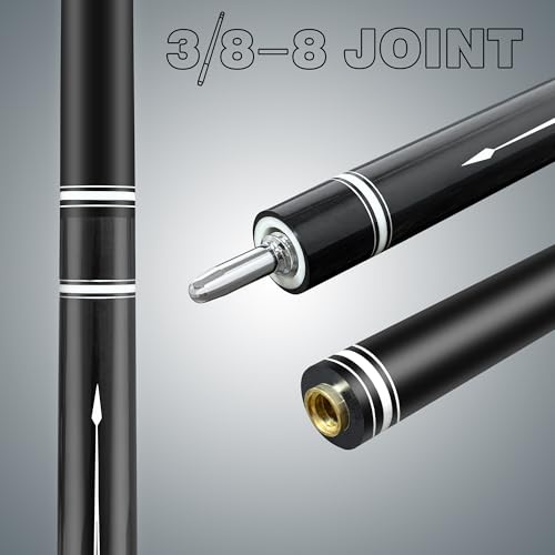 HomeSeason Fiberglass Pool Cue Stick 21oz Cue Sticks 58" Professional Low Deflection Billiard with Screw-in Extension and Leather Bag - color: 21oz(Silvery)