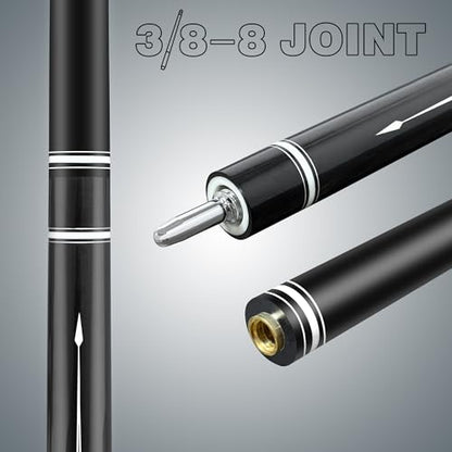 HomeSeason Fiberglass Pool Cue Stick 21oz Cue Sticks 58" Professional Low Deflection Billiard with Screw-in Extension and Leather Bag - color: 21oz(Silvery)