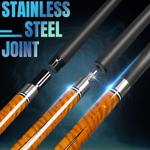 Carbon Fiber Pool Cue Stick 58" Professional Pool Sticks for Adults Full Carbon Technology Tacos De Billiar Low Deflection Billiard Pool Table Cues 3 Colors Available - color: pool cues orange set