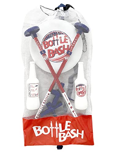 Bottle Bash USA Outdoor Flying Disc Game Set + Poleish Sports Bottle Bash Multi Surface Bases