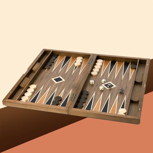 GSE Games & Sports Expert Premium Wooden Folding Inlay Backgammon Board Set, Classic Traditional Strategy Board Games (Star- 21 Inches) - color: Wood-star, size: Large