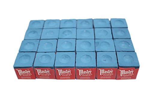 Made in the USA - 2 Boxes of Master Chalk - 24 Pieces for Pool Cues and Billiards Sticks Tips - color: Blue
