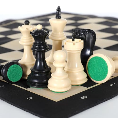 20-Inch Portable Folding Chess Set with Weighted Plastic Pieces, Double Queens & Carrying Bag – Ideal for Adults, Beginners, Camping, and Game Nights