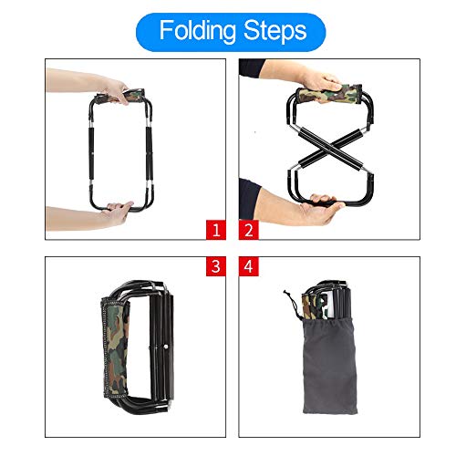 Mini Portable Folding Stool, Camping Fishing Stool for Adults Fishing Hiking Gardening and Beach with Carry Bag, Hold Up to 450lbs(Camouflage) - size: 10.6"D x 10.6"W x 11"H