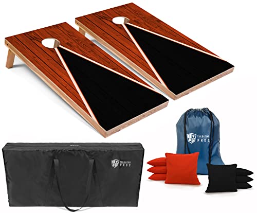 Tailgating Pros Lightweight Cornhole Game - 4'x2' Multicolor Pyramid Boards- Carrying Case & Set of 8 Corn Filled Bags - color: Orange/Black Pyramid