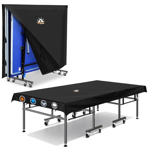 Zettum Ping Pong Table Cover - Table Tennis Cover Waterproof & Heavy Duty, 600D Covers for Table Tennis, Indoor Outdoor Table Covers Fits Universal 9x5 FT Tables Folding & Flat Tables