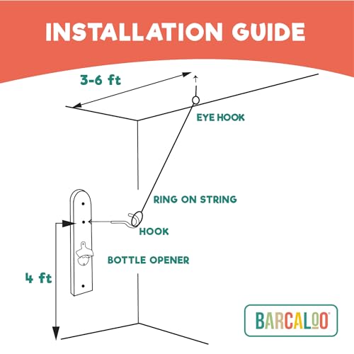 Barcaloo Hook and Ring Game with Bottle Opener and Magnetic Bottle Cap Catch - Adult Ring Toss Game for Both Indoor and Outdoor Use - color: White