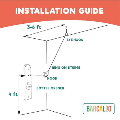 Barcaloo Hook and Ring Game with Bottle Opener and Magnetic Bottle Cap Catch - Adult Ring Toss Game for Both Indoor and Outdoor Use - color: White