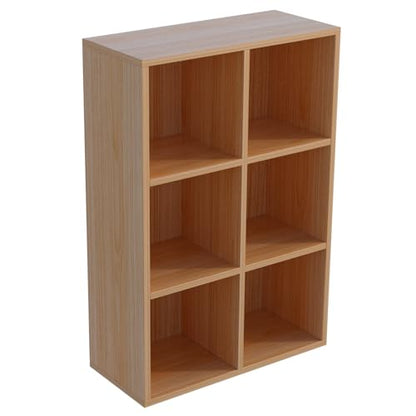 OSCHF 6-Cube Storage Shelf Bookcase, Oak - color: Oak, size: 6-Cube