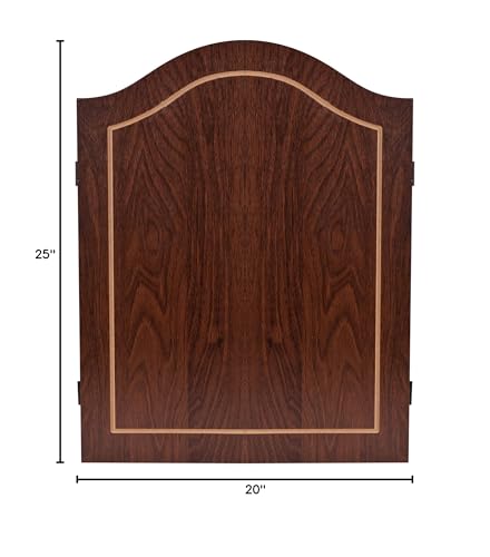 Dart Board Cabinet Set with 18-inch Dartboard, 6 Steel-Tip Darts, and Chalkboard Scoring for Game Rooms, Man Caves, and Home Bars by Trademark Poker