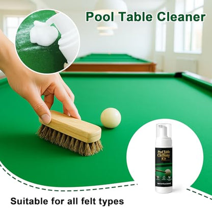 8pcs Pool Table Cleaning Kit - Powerful Cleaner Quickly Breaks Down Chalk & Stains, Restores Felt Smoothness - With Crevice Cleaning Brush and Anti-Static Glove - Gift for Billiard Enthusiasts
