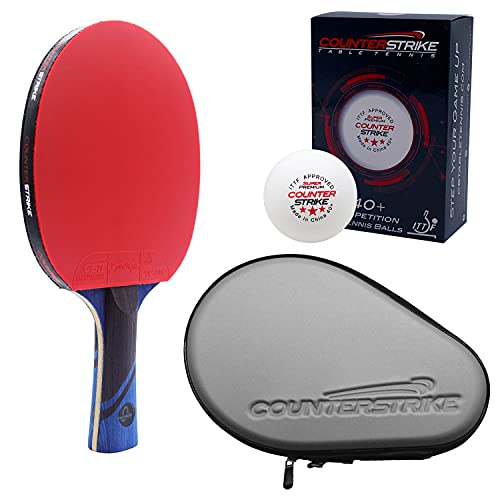 Phantom Light Paddle Bundle (Includes Hard Case & 6 Balls) | Ping Pong Paddle | Table Tennis Paddle | Offensive Table Tennis Paddle | Pre-Assembled Paddle | ITTF Approved | Ping Pong Set - color: Silver Paddle Hard Case
