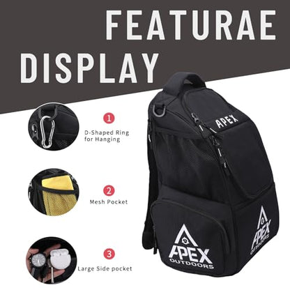Disc Golf Bag, Large Disc Golf Backpack Holds Over 21 Discs, Durable & Lightweight with Multiple Storage Pockets - color: Black