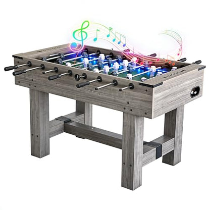 Smart LED Foosball Table with Electronic Scoreboard & Sound, 56" Arcade Soccer Game for Game Room & Party Fun