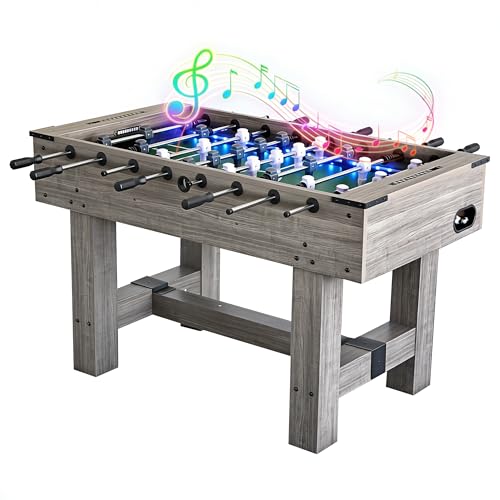 Smart LED Foosball Table with Electronic Scoreboard & Sound, 56" Arcade Soccer Game for Game Room & Party Fun