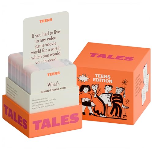 TALES 150 Conversation Cards, Teens Edition, Fun Family Games for Teens, Perfect for Dinners, Road Trips, Classrooms & Game Nights, Gifts & Gatherings, Conversation Starters to Spark Creativity - color: Teens Edition