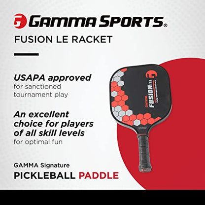 Gamma Pickleball Paddles, Fusion Series, React, Power, Wider Surface Maximizes Hit Potential for All Skill Levels, Indoor/Outdoor Racquet, USAPA Approved Pickleball Paddles - style: LE