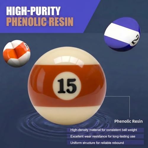 KONLLEN Single Replacement Pool Ball – 2-1/4" Regulation Size & Weight Billiard Ball Made of Phenolic Resin (Choose 1–15 or Cue Ball) - color: #15